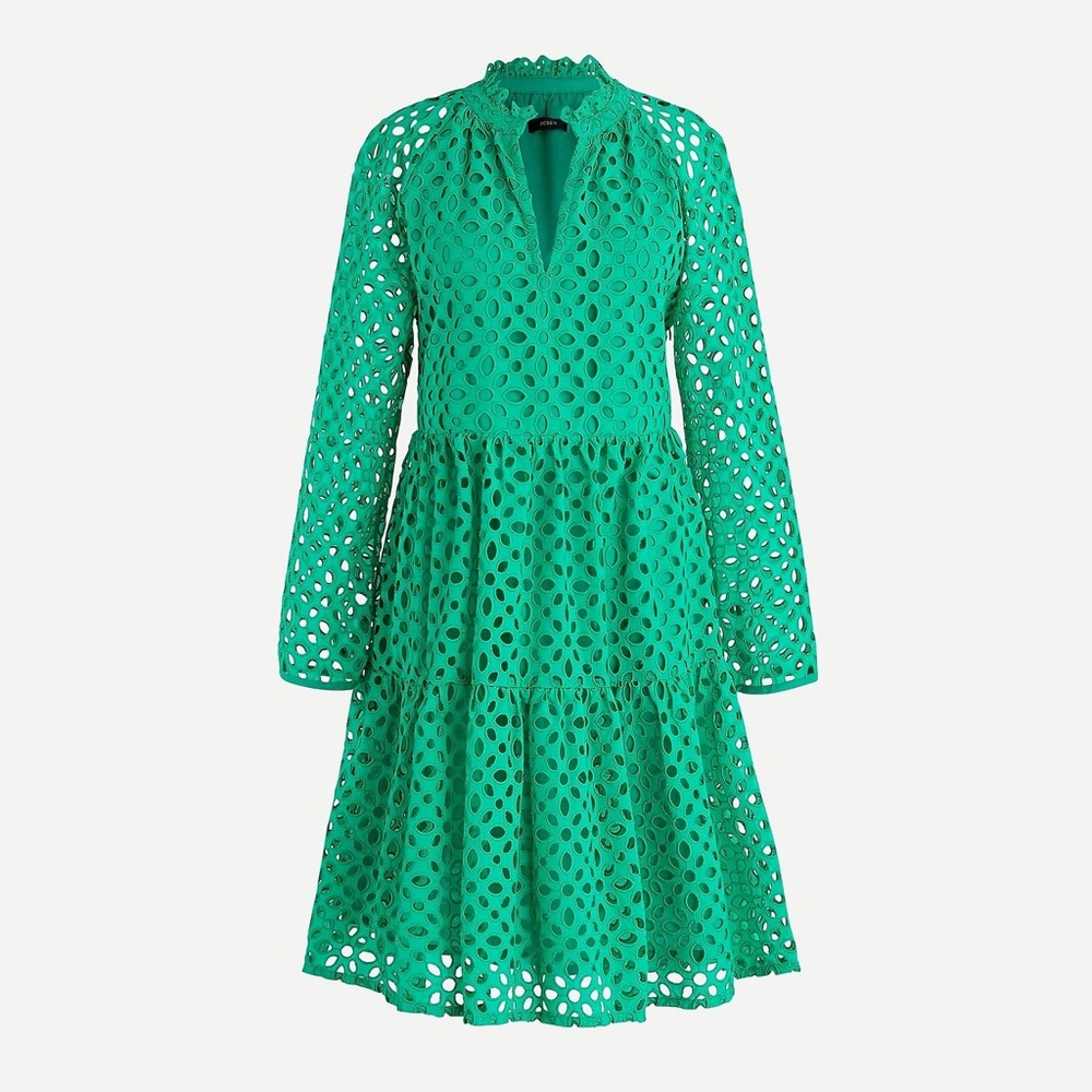 J. Crew Green Eyelet Dress